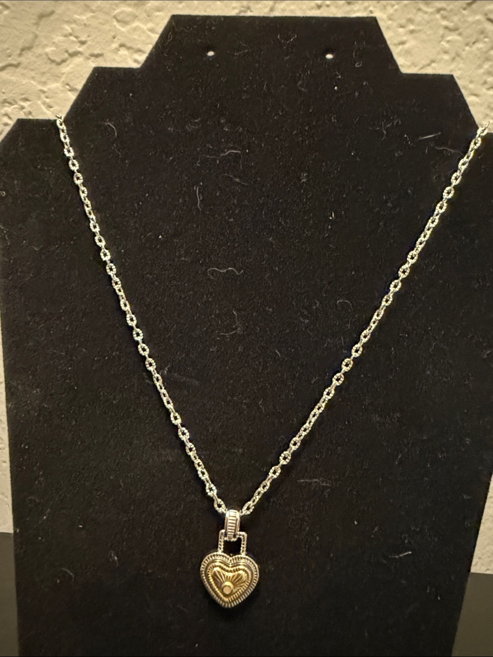 Two Tone Silver and Gold Heart Pendant Necklace - Women Jewelry